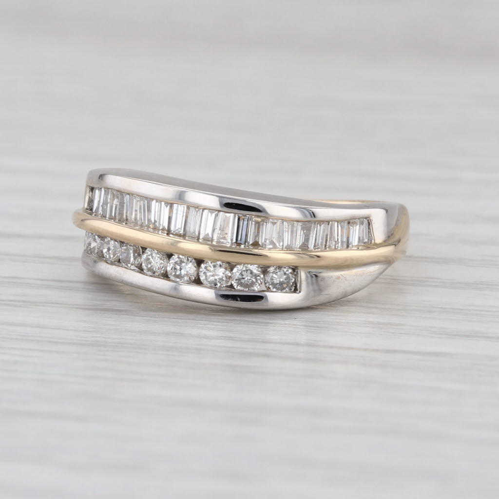0.70ctw Diamond Ring 14k Gold 2-Toned Wedding Anniversary 2-Band Design
