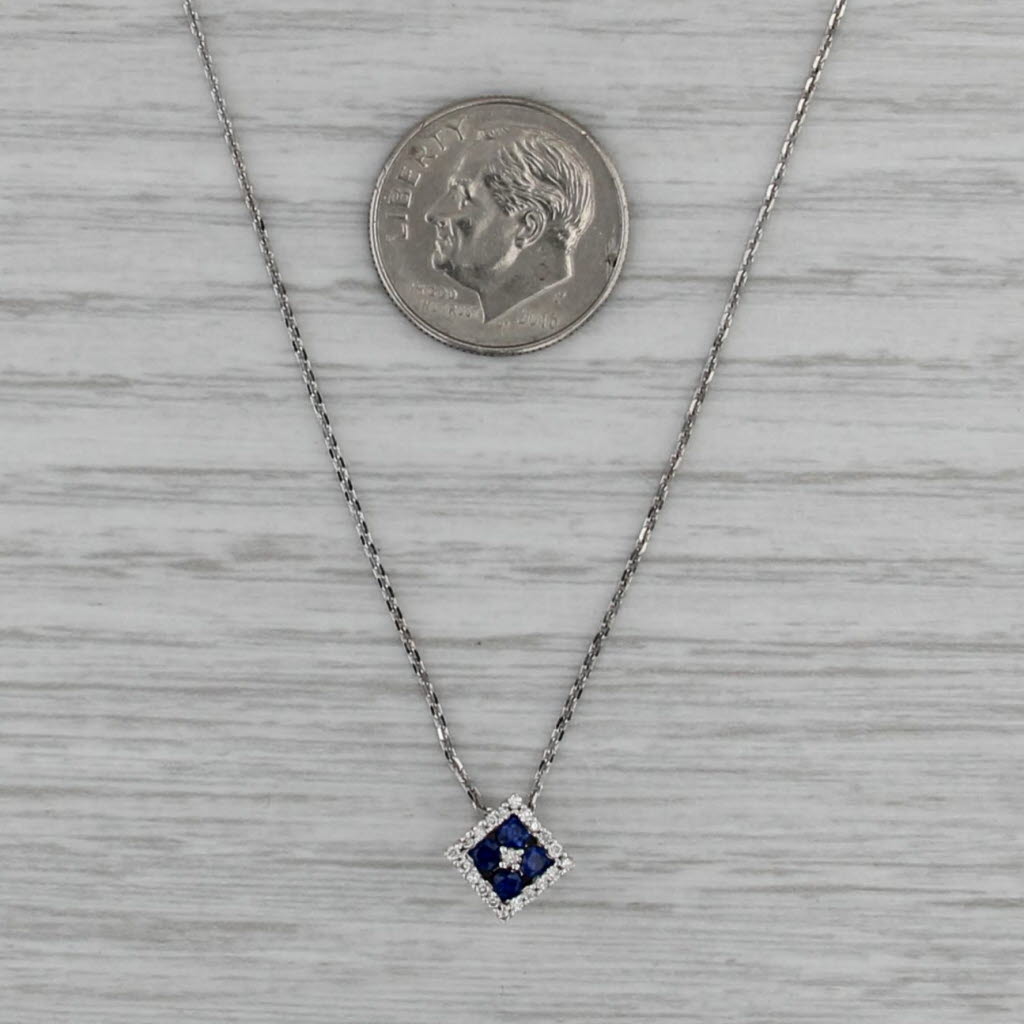 Gabriel & Co 0.27ctw Diamond Sapphire Pendant Necklace 14k White Gold 18.25"