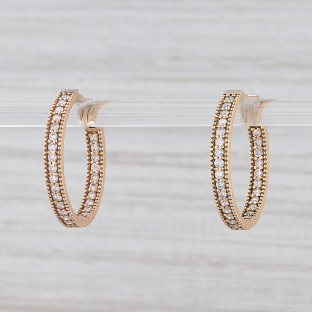 New 0.70ctw Nina Wynn Gemma Diamond Inside Out Hoop Earrings 18k Yellow Gold