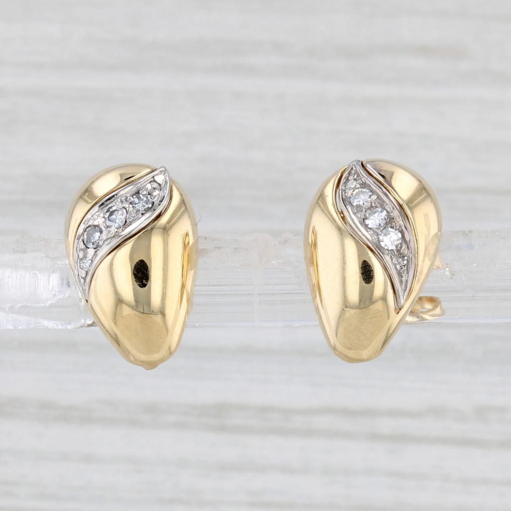 Light Gray Diamond Teardrop Stud Earrings 18k Yellow Gold