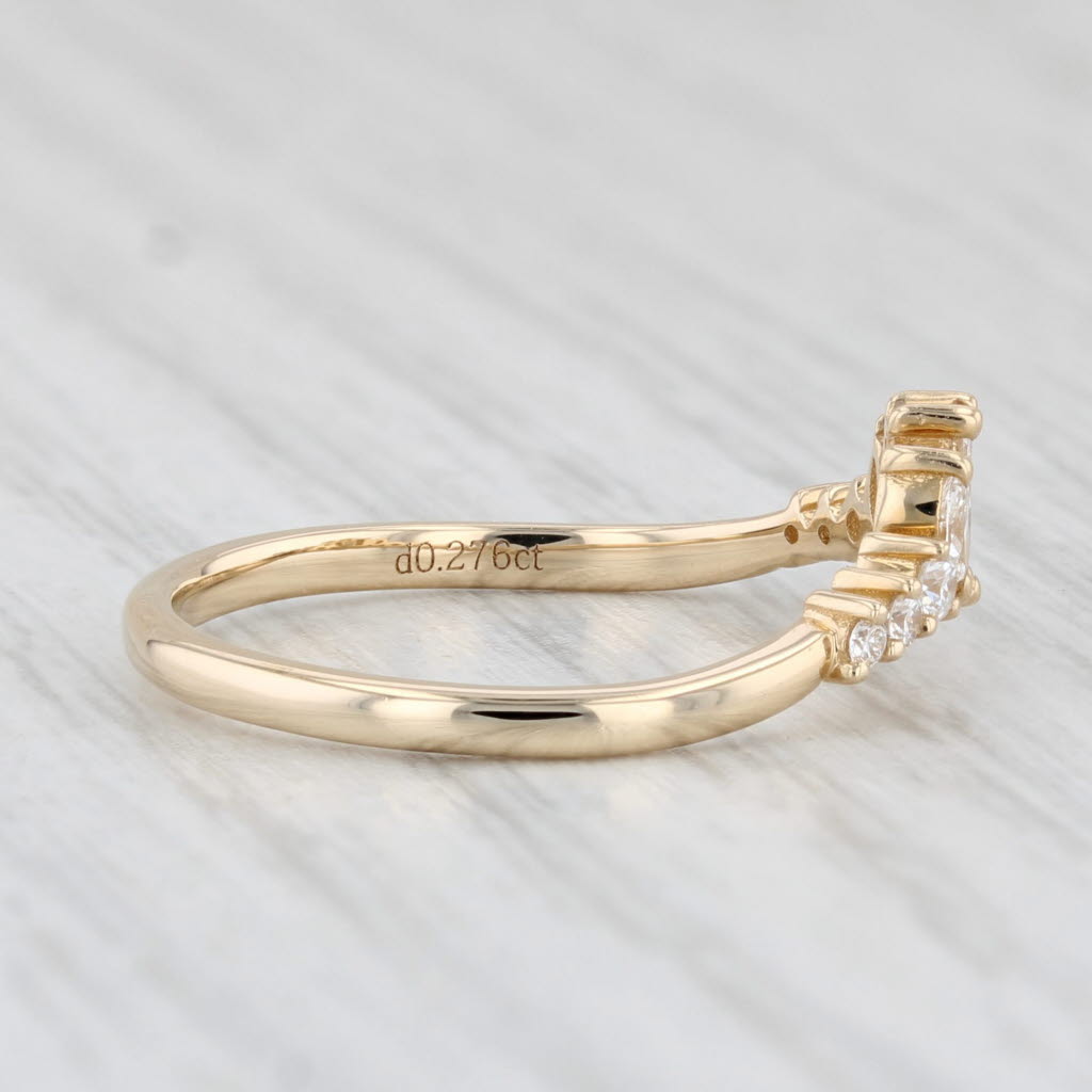 Light Gray New 0.28ctw Diamond Contoured Ring 14k Yellow Gold Guard Wedding Band Stackable
