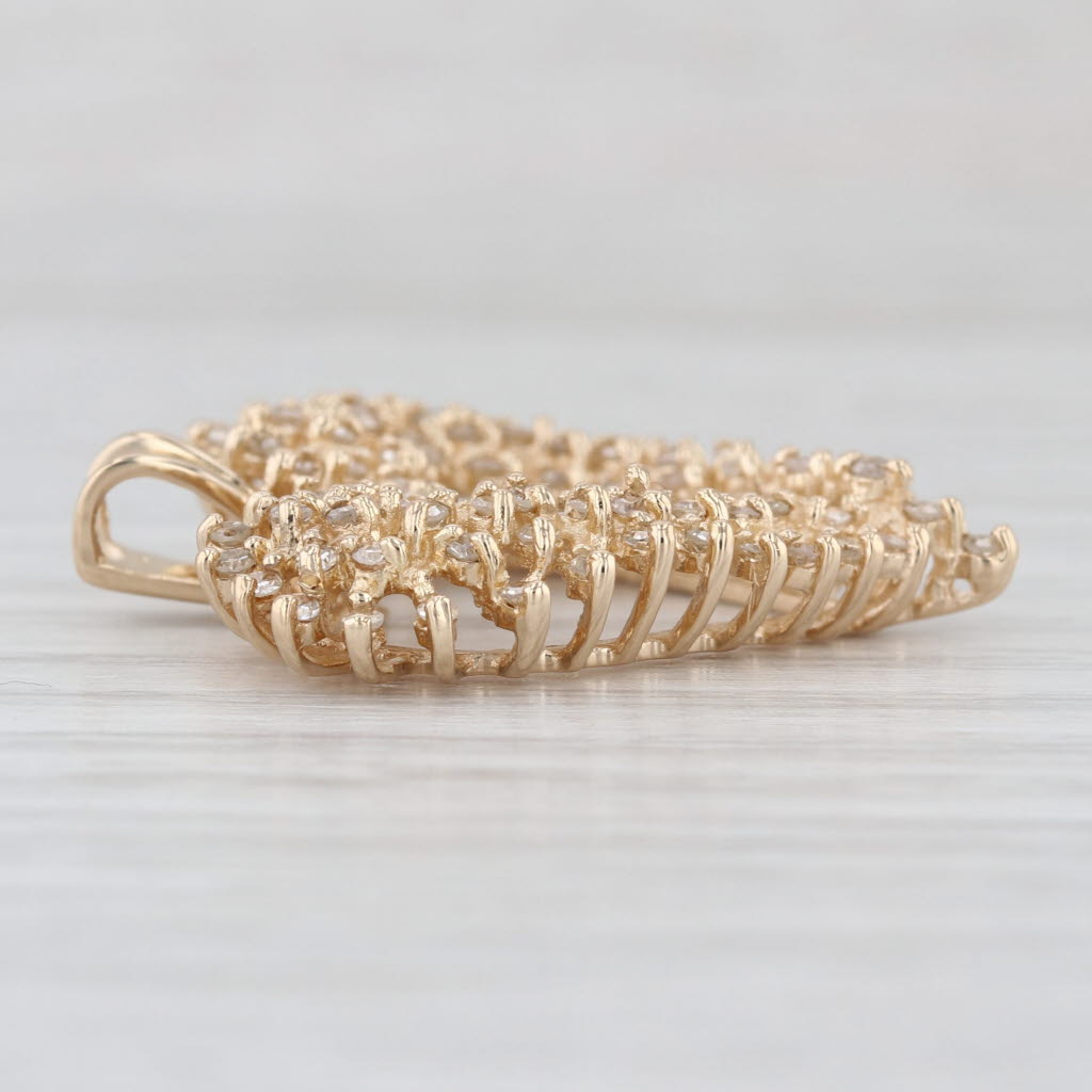 0.74ctw Diamond Cluster Open Heart Pendant 14k Yellow Gold