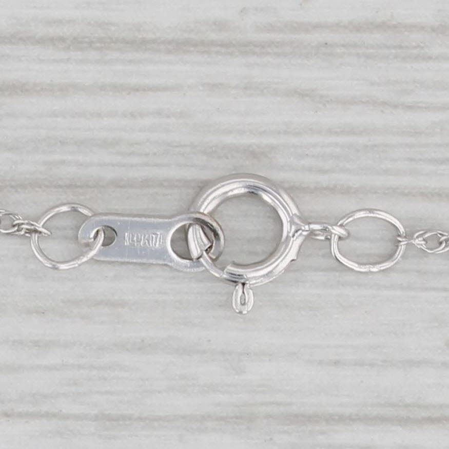 Gray Diamond Accented Bar Pendant Necklace 14k White Gold 16" Rope Chain