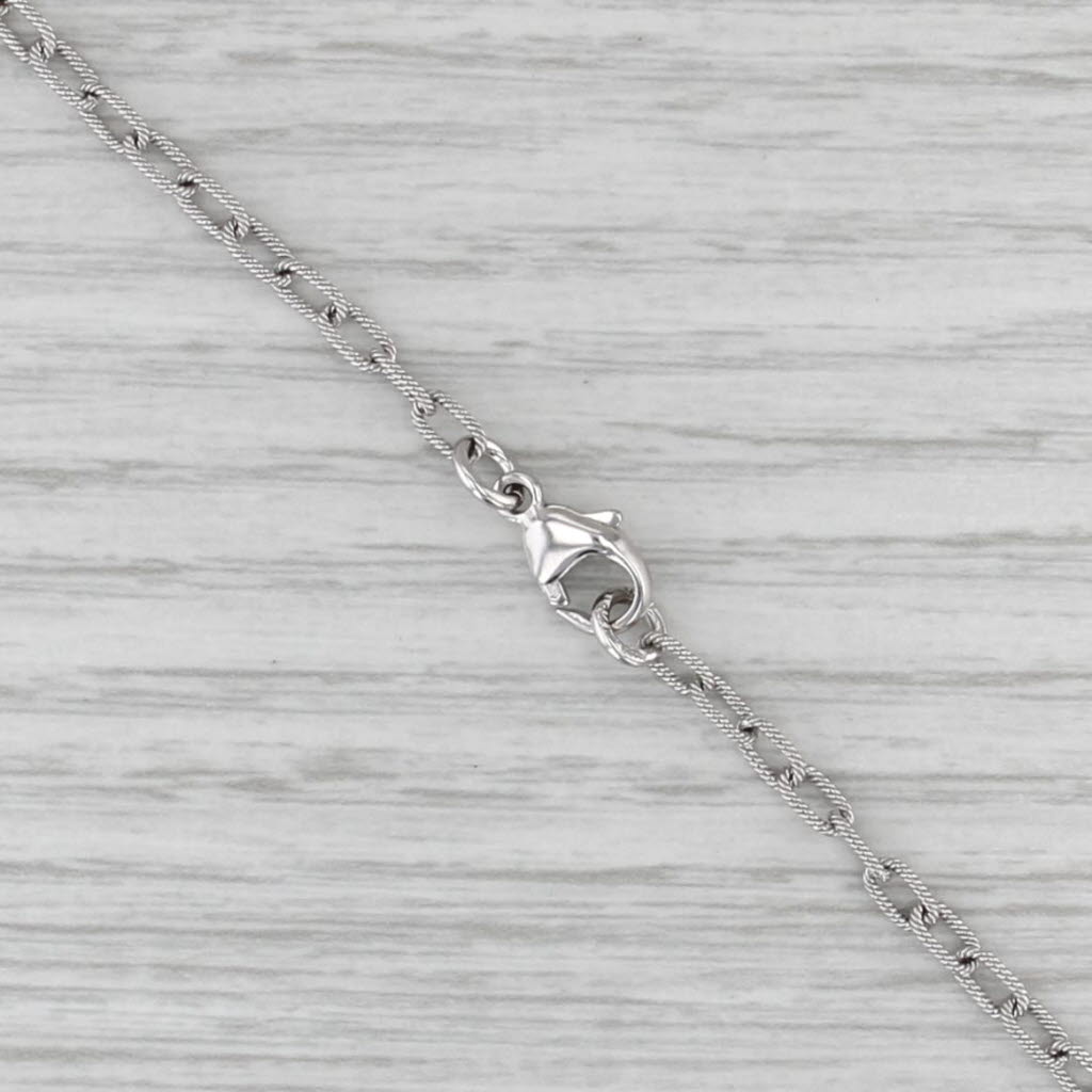 Onyx Diamond Drop Station Necklace 18k White Gold Cable Chain 15.5"