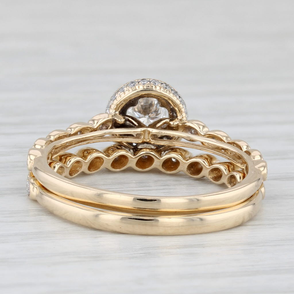 Light Gray 0.36ctw Round Diamond Halo Engagement Ring Bridal Set 14k Yellow Gold Size 7.25