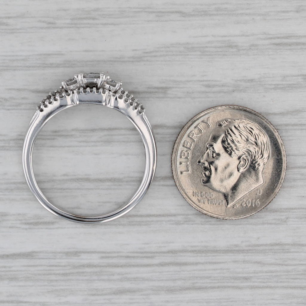 Gray 0.50ctw Diamond Princess Enamel Ring 10k White Gold Size 7
