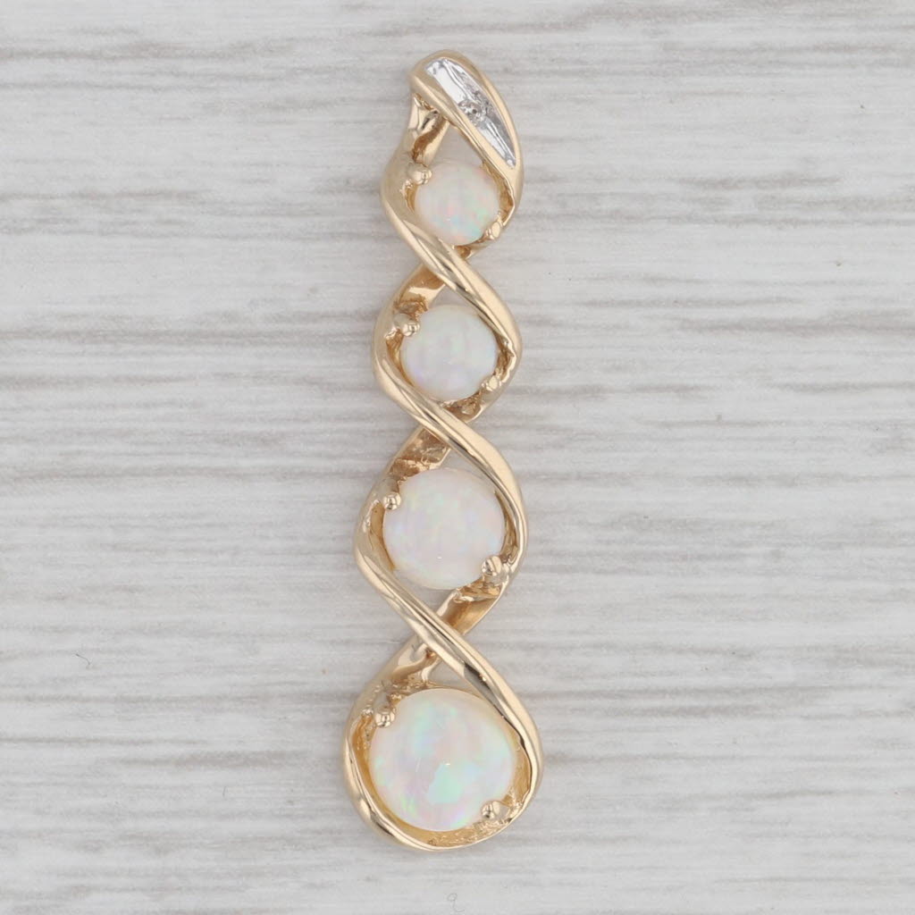 Gray Graduated Opal Journey Pendant 14k Yellow Gold Diamond Accents