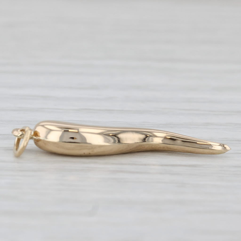 Light Gray Italian Horn Pendant 14k Yellow Gold Good Luck Talisman Charm