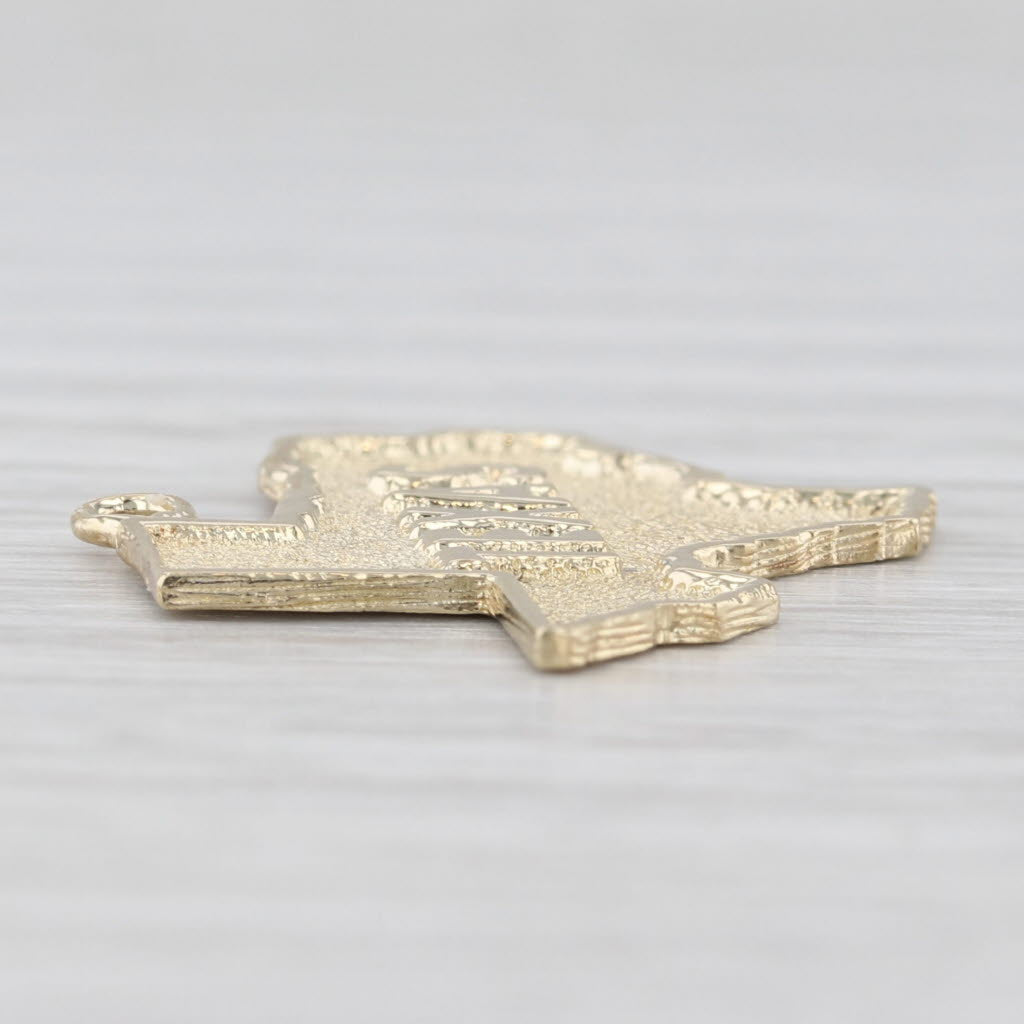 Light Gray Texas State Souvenir Charm 10k Yellow Gold Pendant