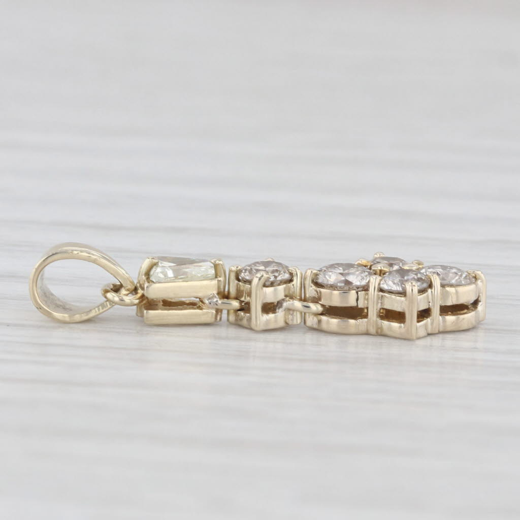 Light Gray 0.68ctw Diamond Cluster Journey Pendant 14k Yellow Gold