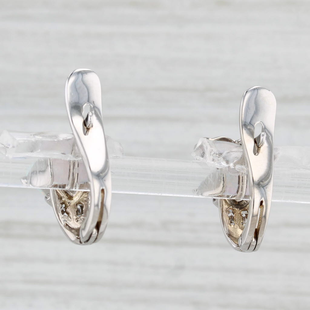 Light Gray Lab Created Opal Heart Diamond Drop Earrings 14k White Gold