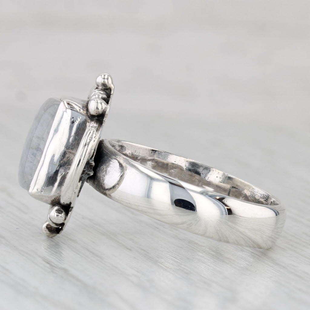 Light Gray Labradorite Moonstone Ring Sterling Silver Size 8.75
