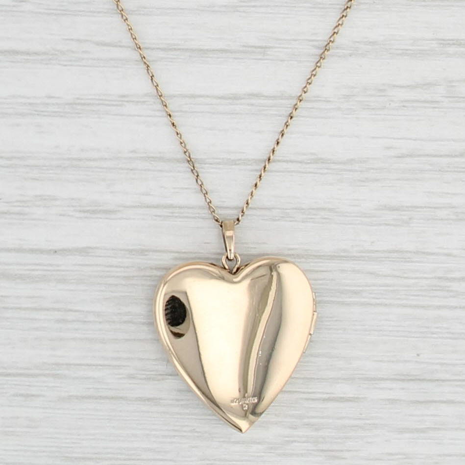Vintage I Love You Heart Locket Pendant Necklace Gold Filled 18.75" Curb Chain
