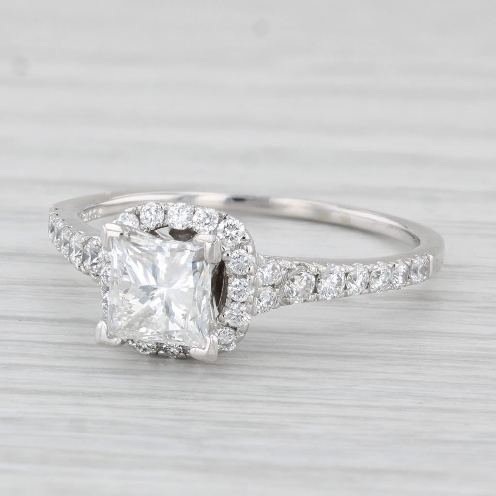 Light Gray Scott Kay 1.42ctw Princess Diamond Halo Engagement Ring 14k Gold Size 8 EGL USA