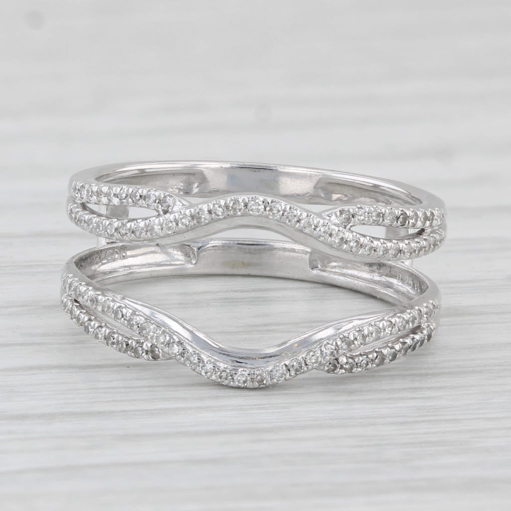 Light Gray 0.25ctw Diamond Ring Jacket Guard 10k White Gold Size 7 Wedding Bridal