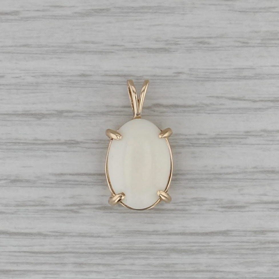 Opal Solitaire Pendant 14k Yellow Gold Oval Cabochon Drop