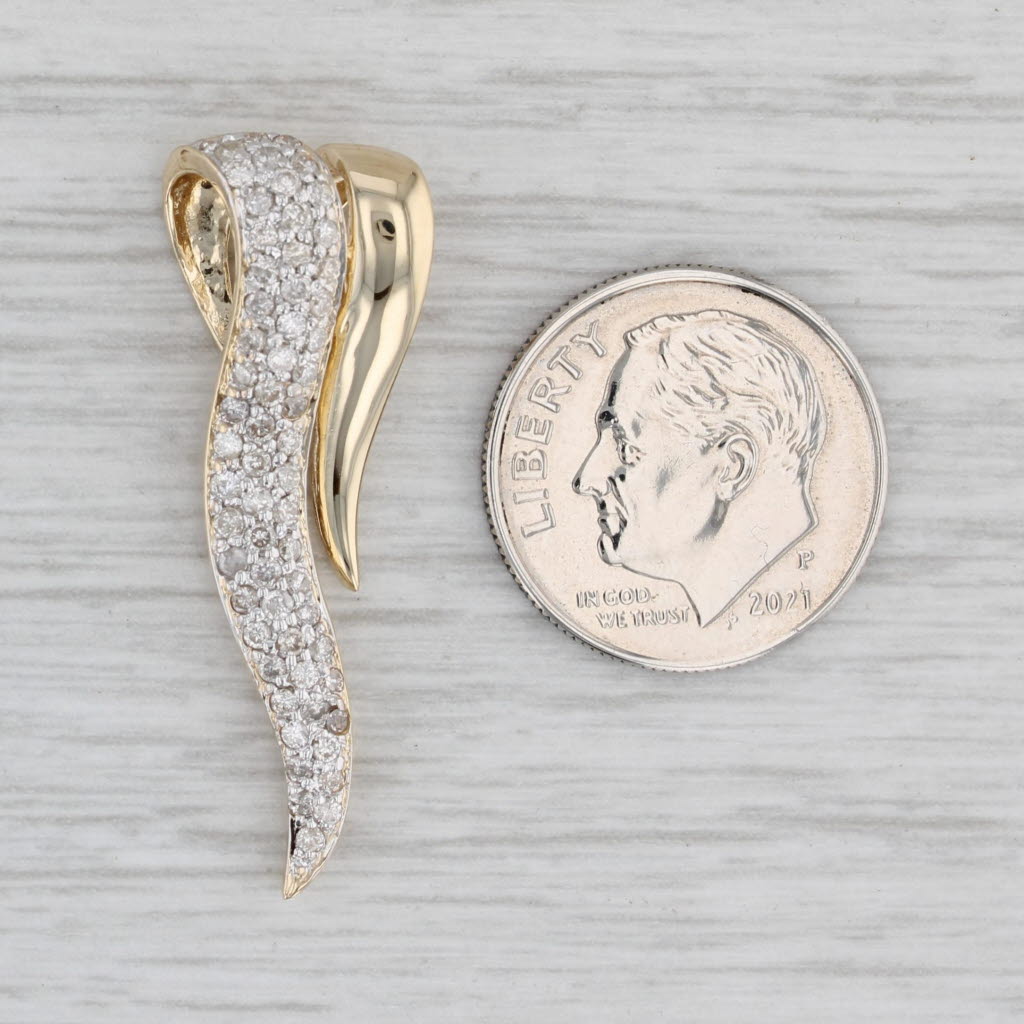 Gray 0.47ctw Pave Diamond Journey Pendant 14k Yellow Gold Floating Drop