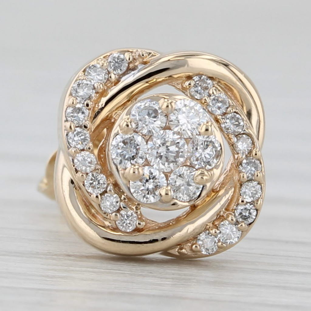 Gray Single 0.18ctw Diamond Knot Earring 14k Yellow Gold