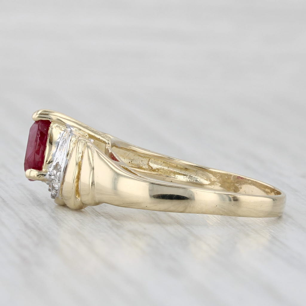 Light Gray 0.96ctw Pear Ruby Diamond Ring 14k Yellow Gold Size 6.75