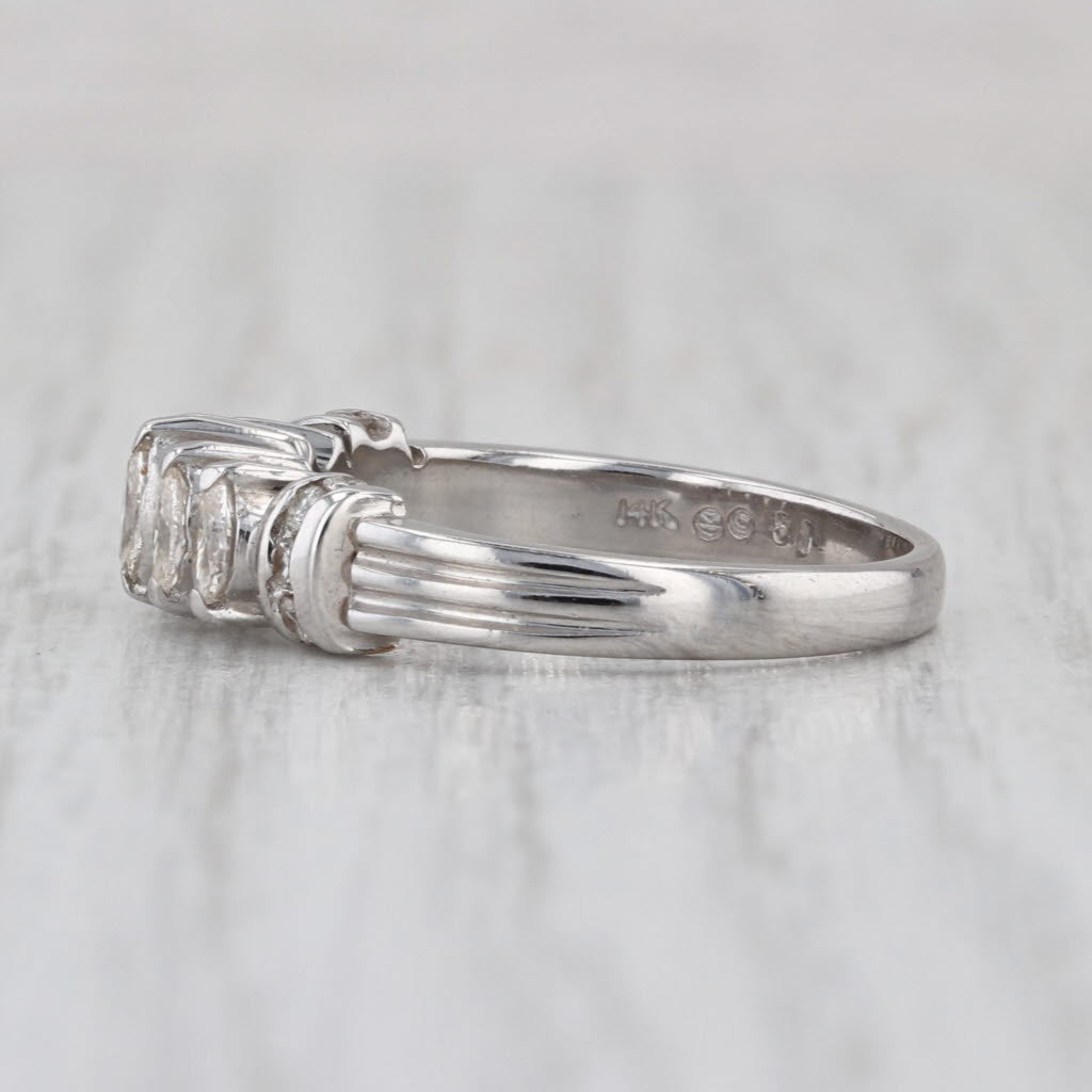 0.51ctw Diamond Pyramid Rooftop Ring 14k White Gold Size 7 Anniversary