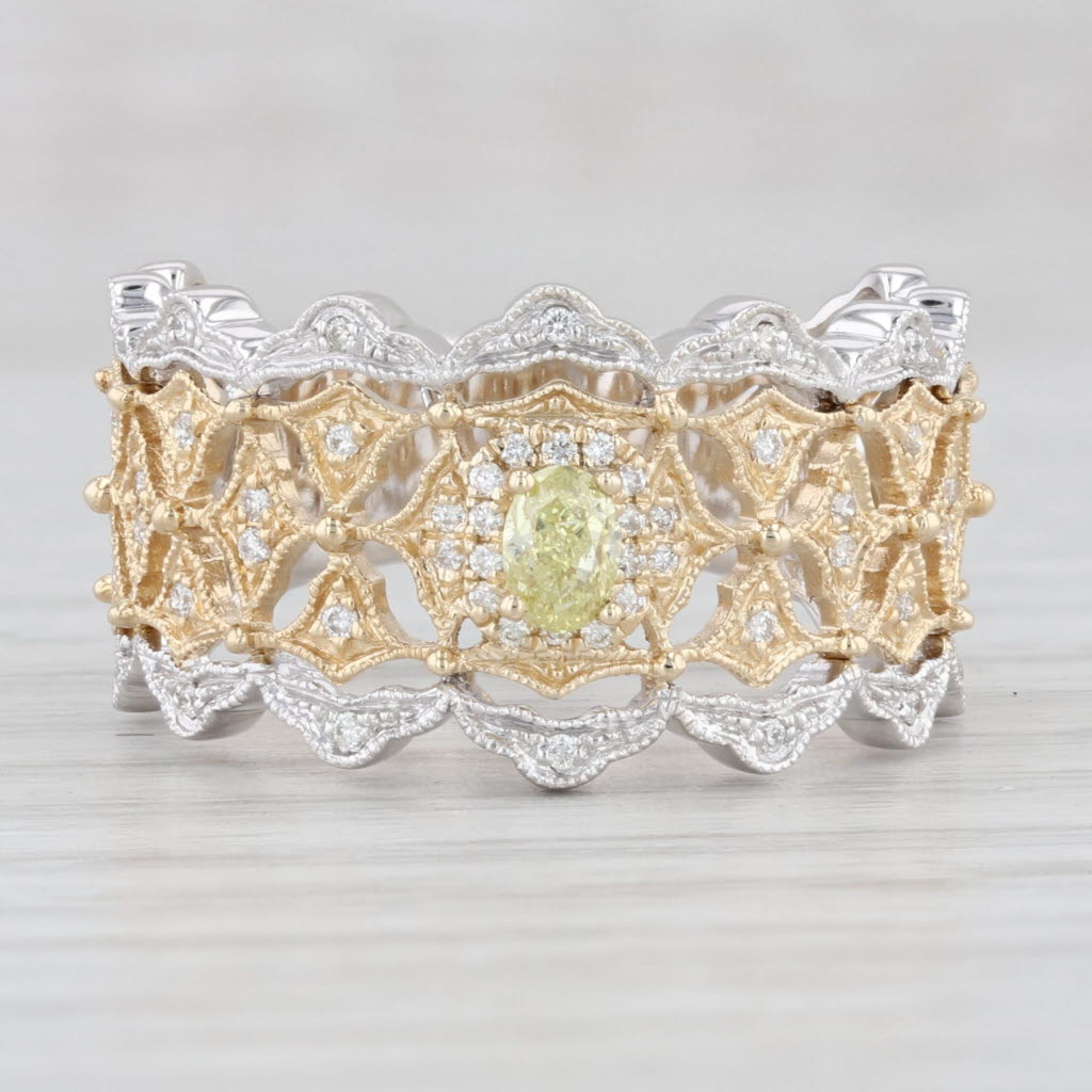 Light Gray New 0.32ctw Yellow White Diamond Ring 14k White Yellow Gold Size 8.25