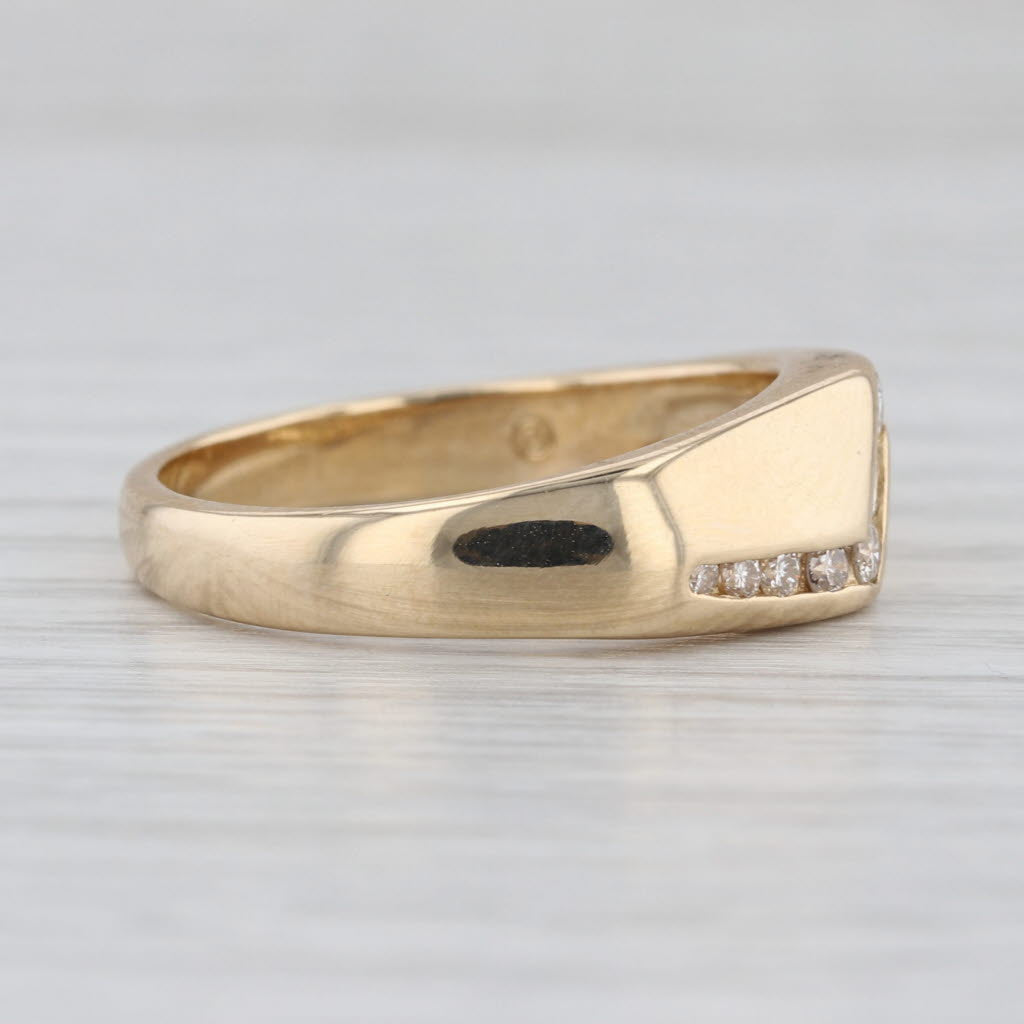 0.30ctw Beveled Diamond Ring 14k Yellow Gold Size 10.25 Men's Wedding Band