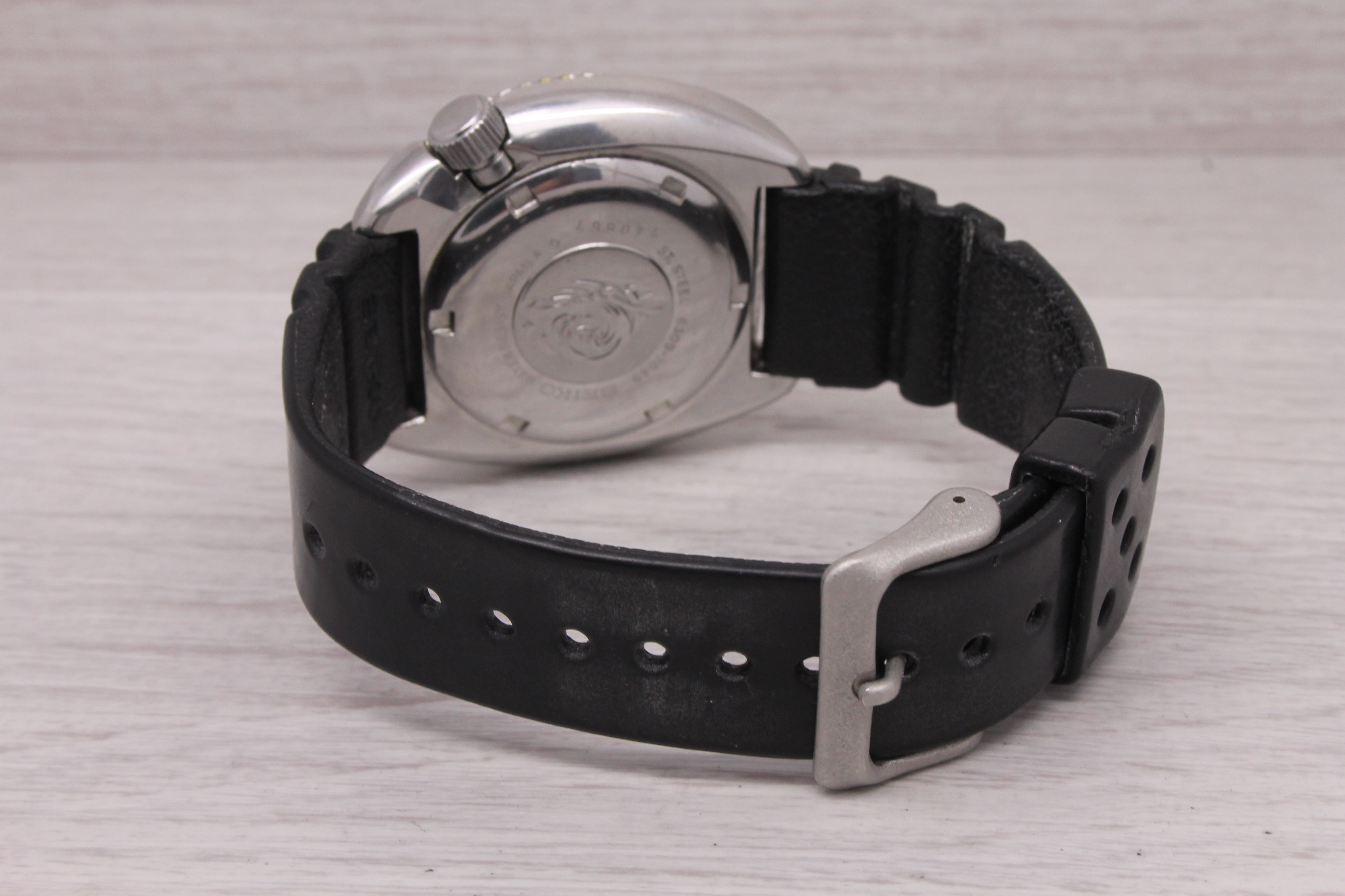 Gray Vintage 1977 Seiko 6309-7049 Mens Steel Automatic Turtle Diver Original Strap