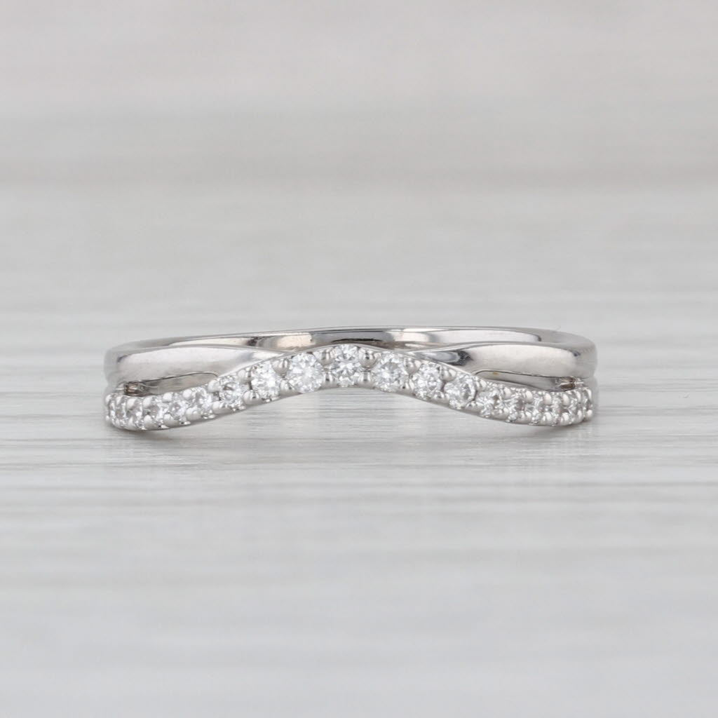 0.20ctw Contoured Diamond Ring 14k White Gold Stackable Wedding Band Size 6.75