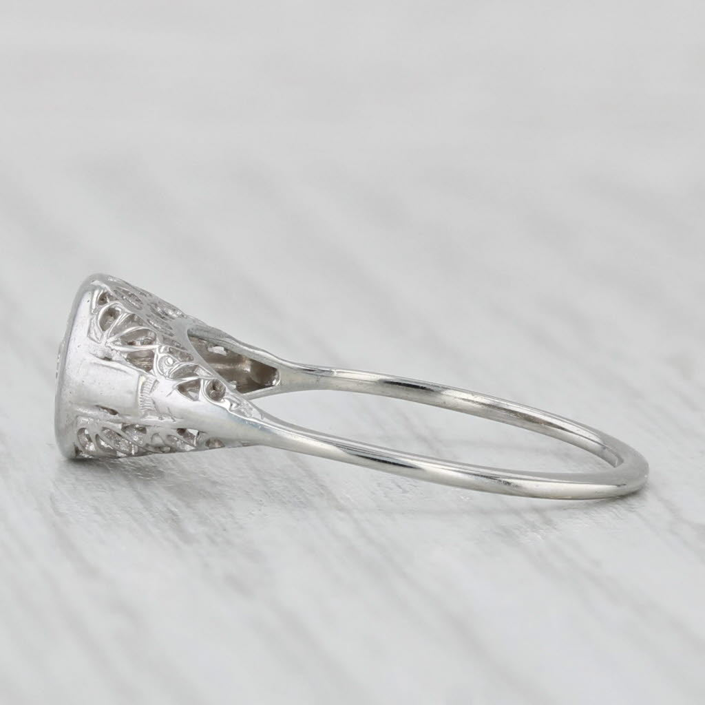 Light Gray Vintage Art Deco Diamond Solitaire Ring 14k White Gold Size 6.75