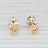 Green Nephrite Jade Stud Earrings 14k Yellow Gold