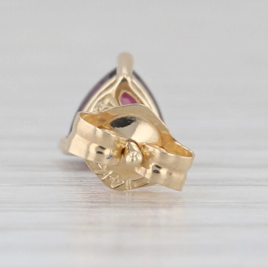 Light Gray Single 0.46ct Trillion Garnet Solitaire Stud Earring 14k Yellow Gold