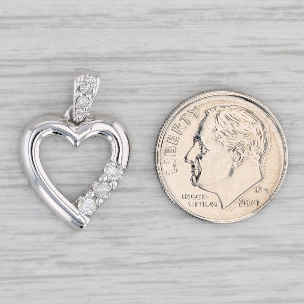 Gray 0.20ctw Diamond Open Heart Pendant 14k White Gold Drop