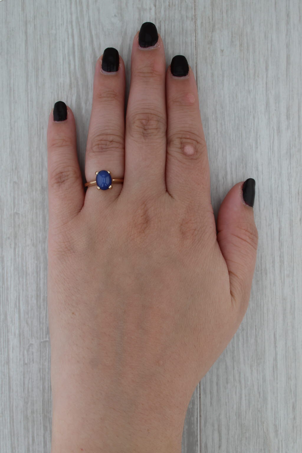 Linde Lab Created Star Sapphire Ring 14k Yellow Gold Size 5.75 Oval Cabochon