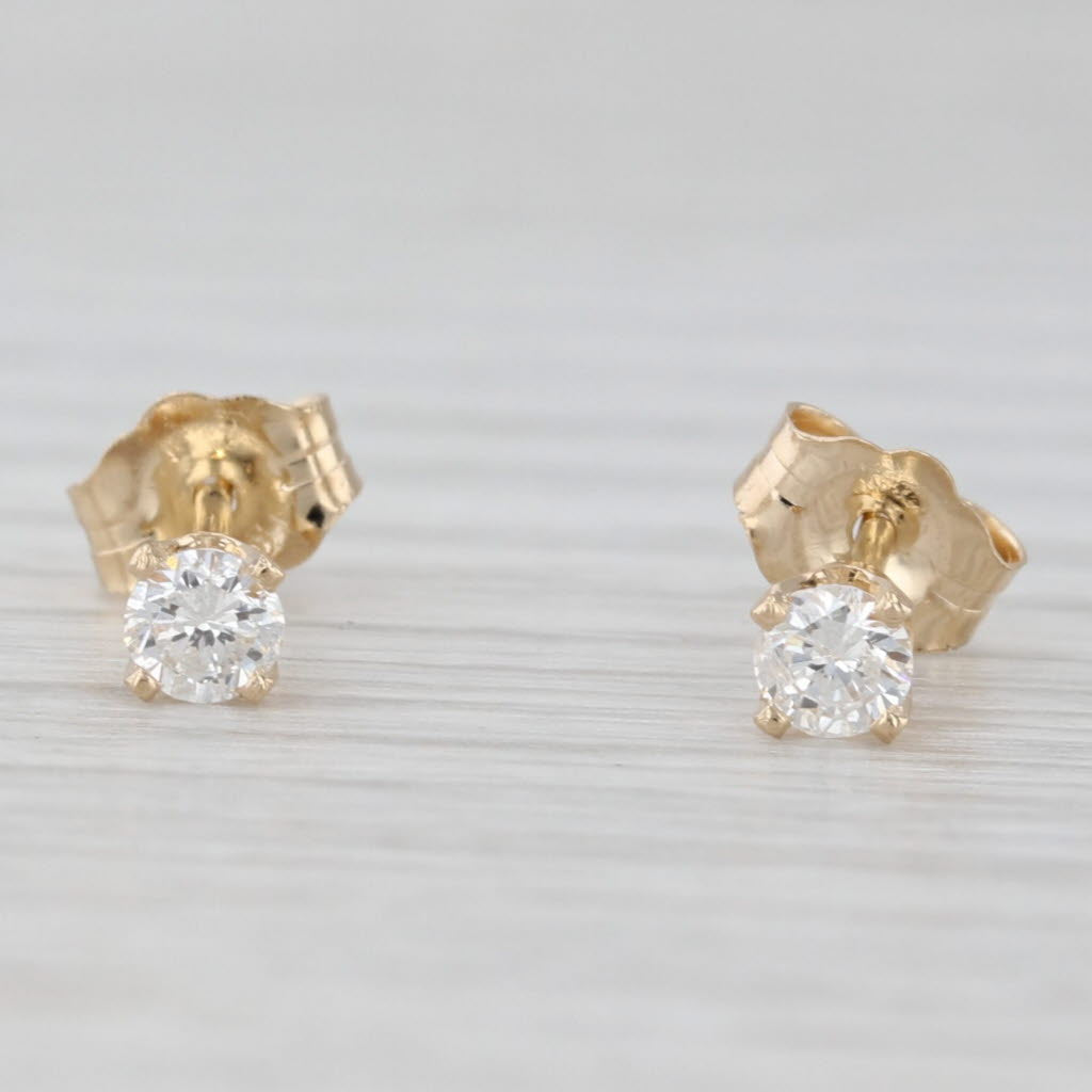 Light Gray 0.22ctw Round Brilliant Diamond Stud Earrings 14k Yellow Gold Solitaire Studs