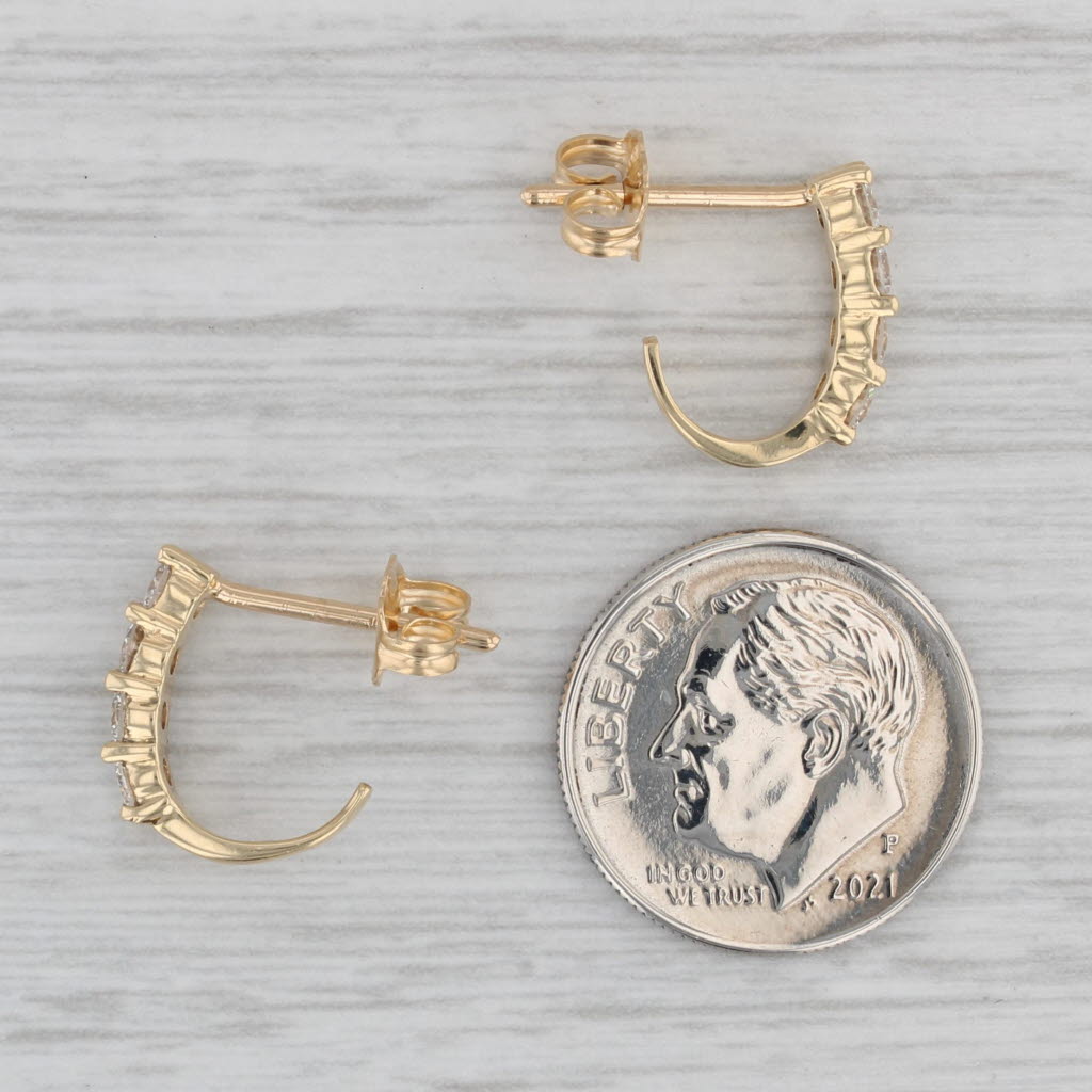 Gray 0.65ctw Diamond Journey J-Hook Earrings 18k Yellow Gold Pierced Drops