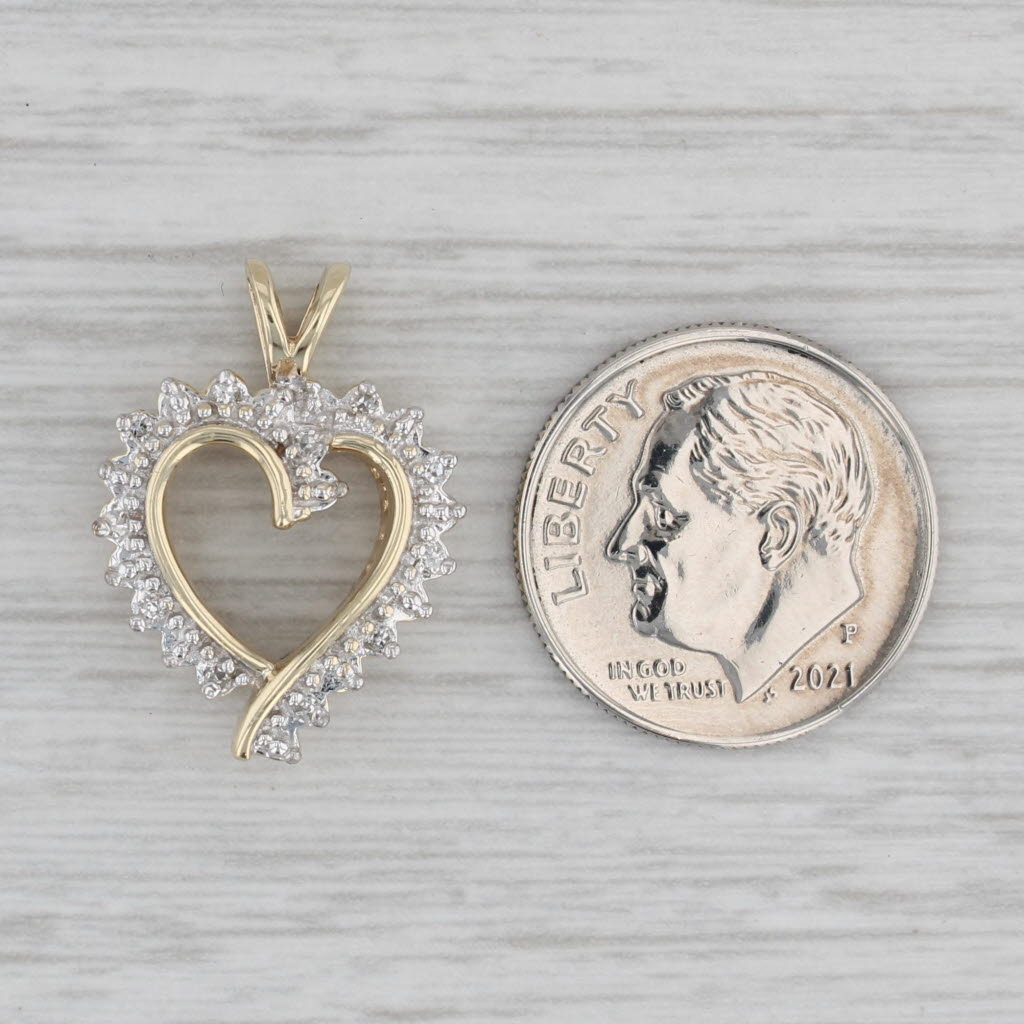 Gray Diamond Open Heart Pendant 10k Yellow Gold Keepsake Gift