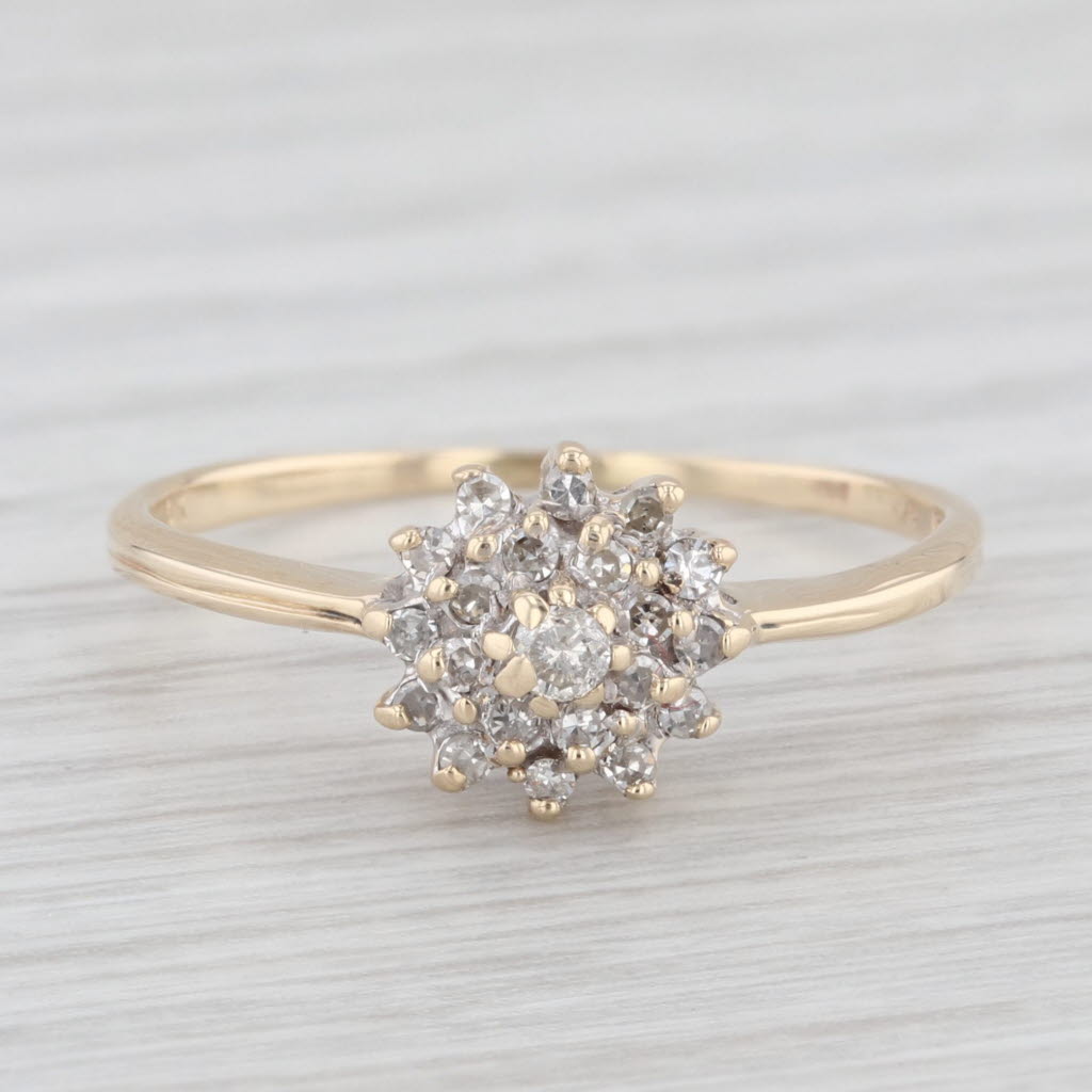 Light Gray 0.18ctw Round Diamond Cluster Engagement Ring 10k Yellow Gold Size 8.25