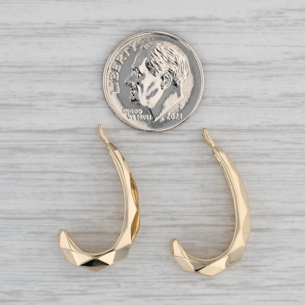 Gray Beveled J-Hook Earring Enhancer Dangles 14k Yellow Gold For Studs