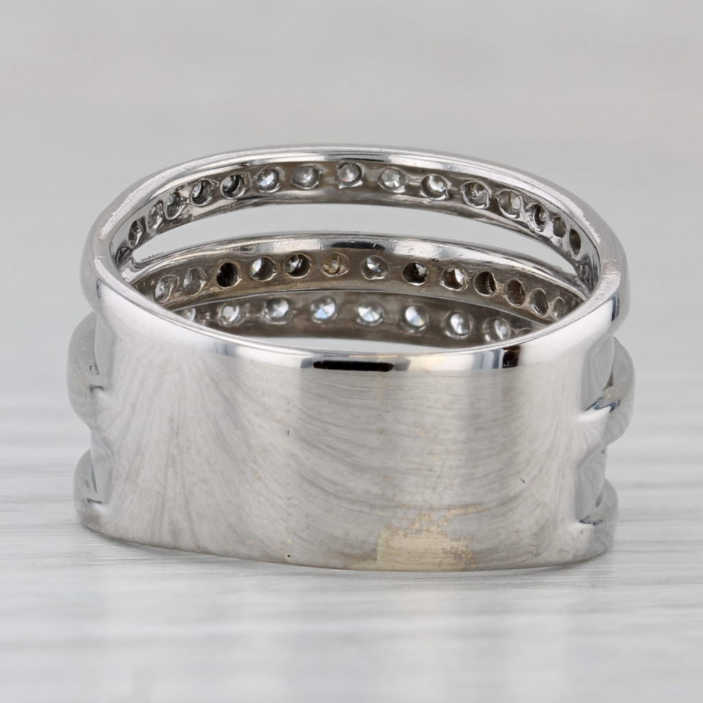 Gray 1.02ctw Diamond Multiband Ring 18k White Gold Size 8 Cocktail