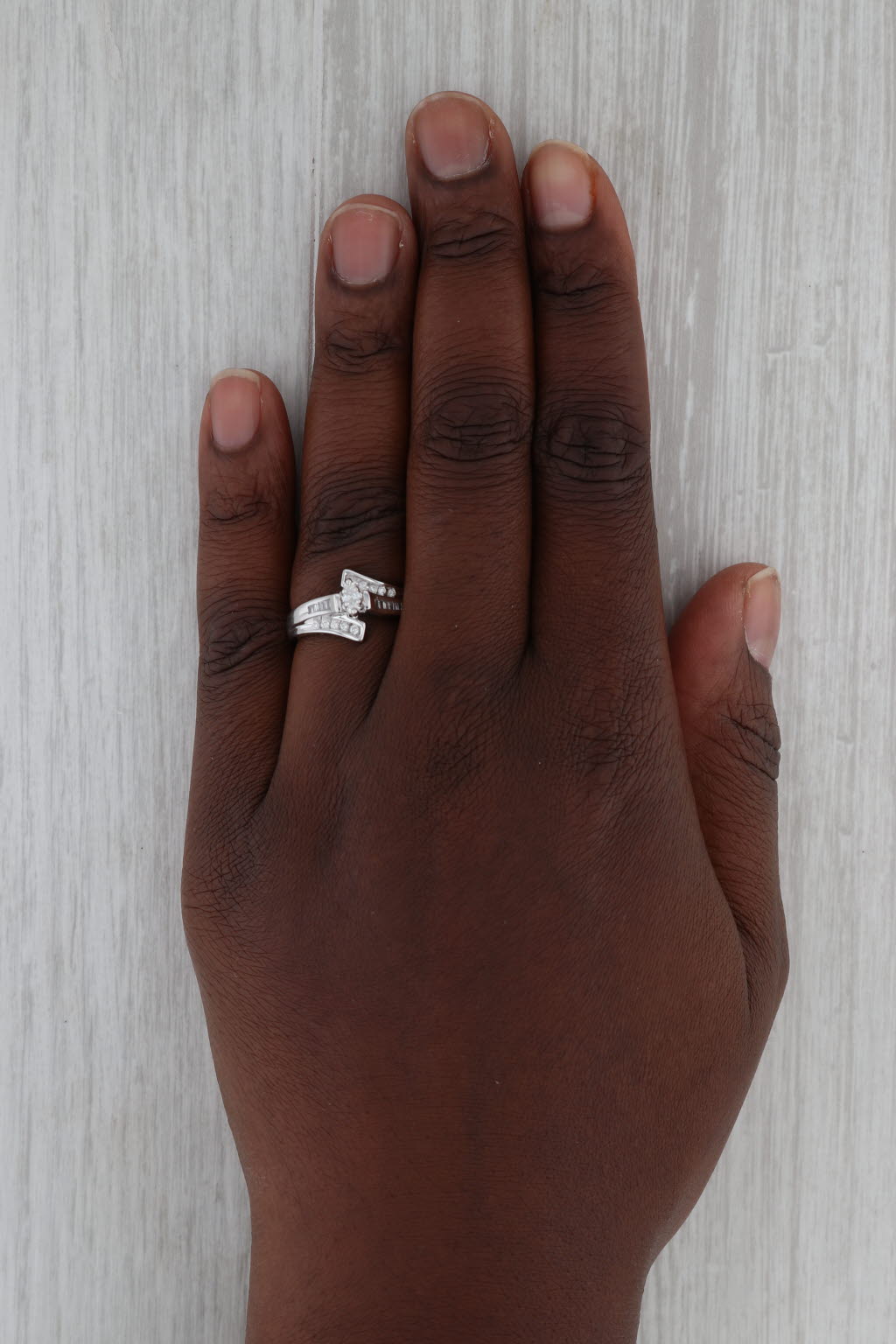 Dark Slate Gray 0.23ctw Diamond Engagement Ring 14k White Gold Size 7 Bridal