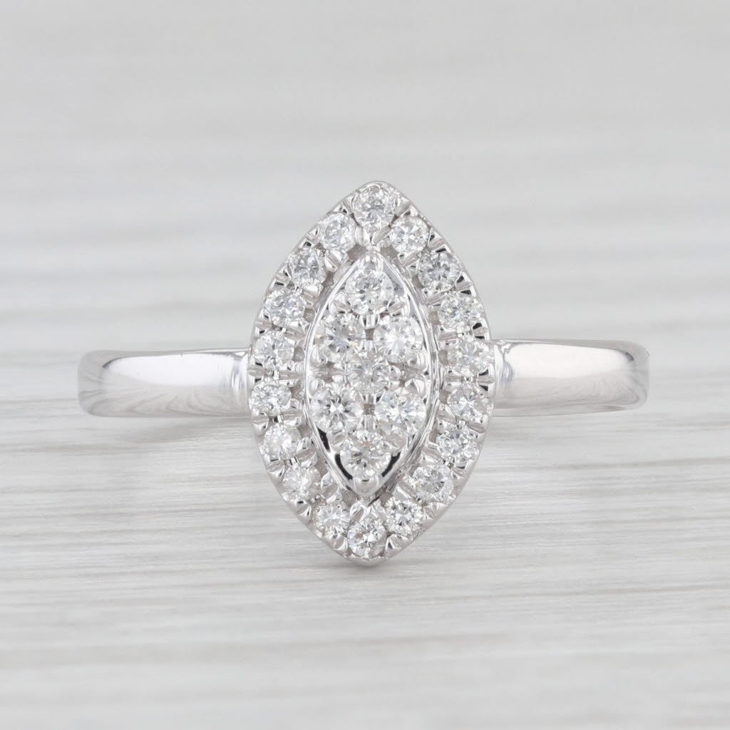 Light Gray 0.23ctw Pave Diamond Cluster Halo Ring 10k White Gold Size 6.75