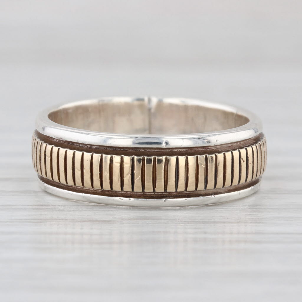 Vintage Navajo B Morgan Wedding Band 14k Gold Sterling Silver Native American