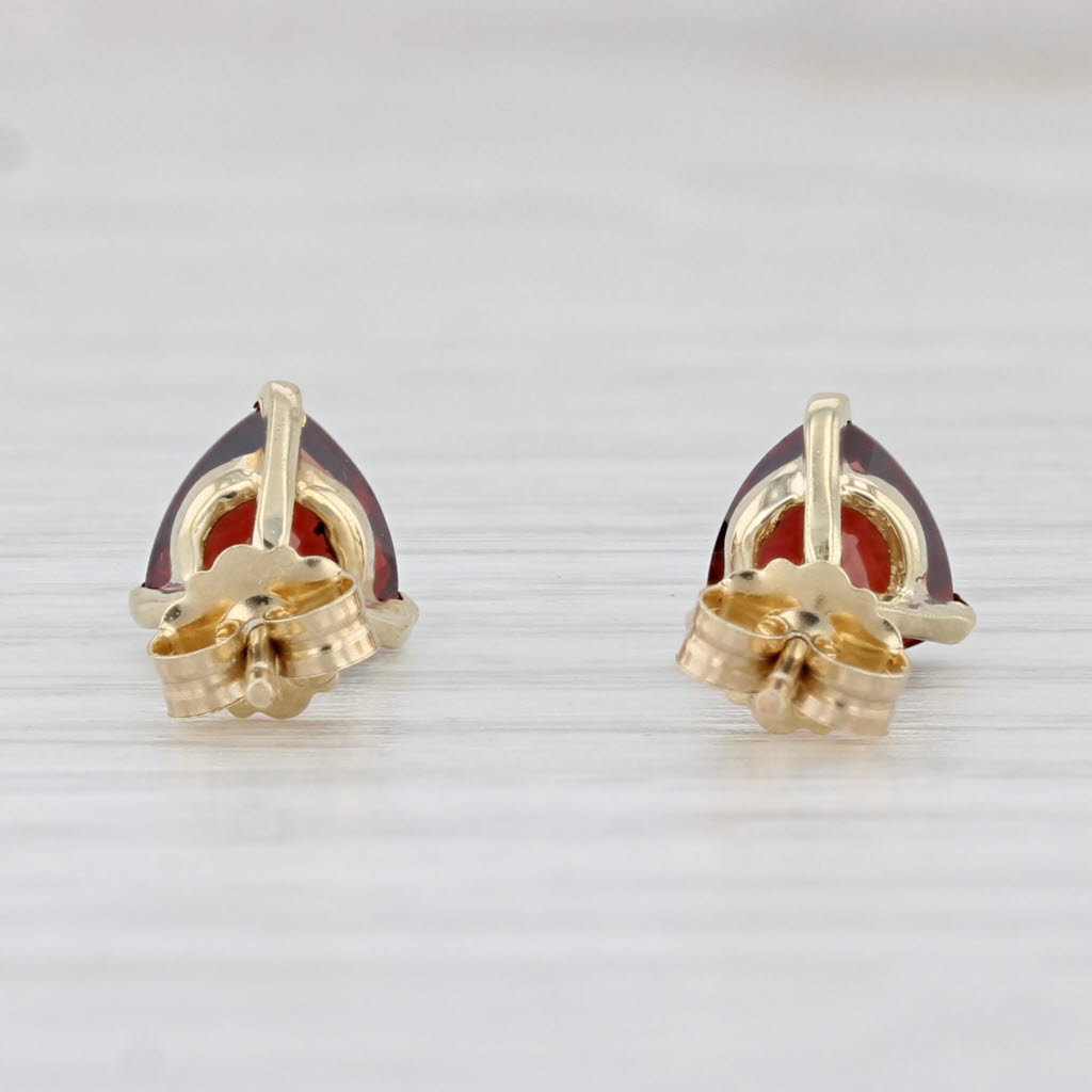 Light Gray 1.80ctw Trillion Garnet Solitaire Stud Earrings 10k Yellow Gold