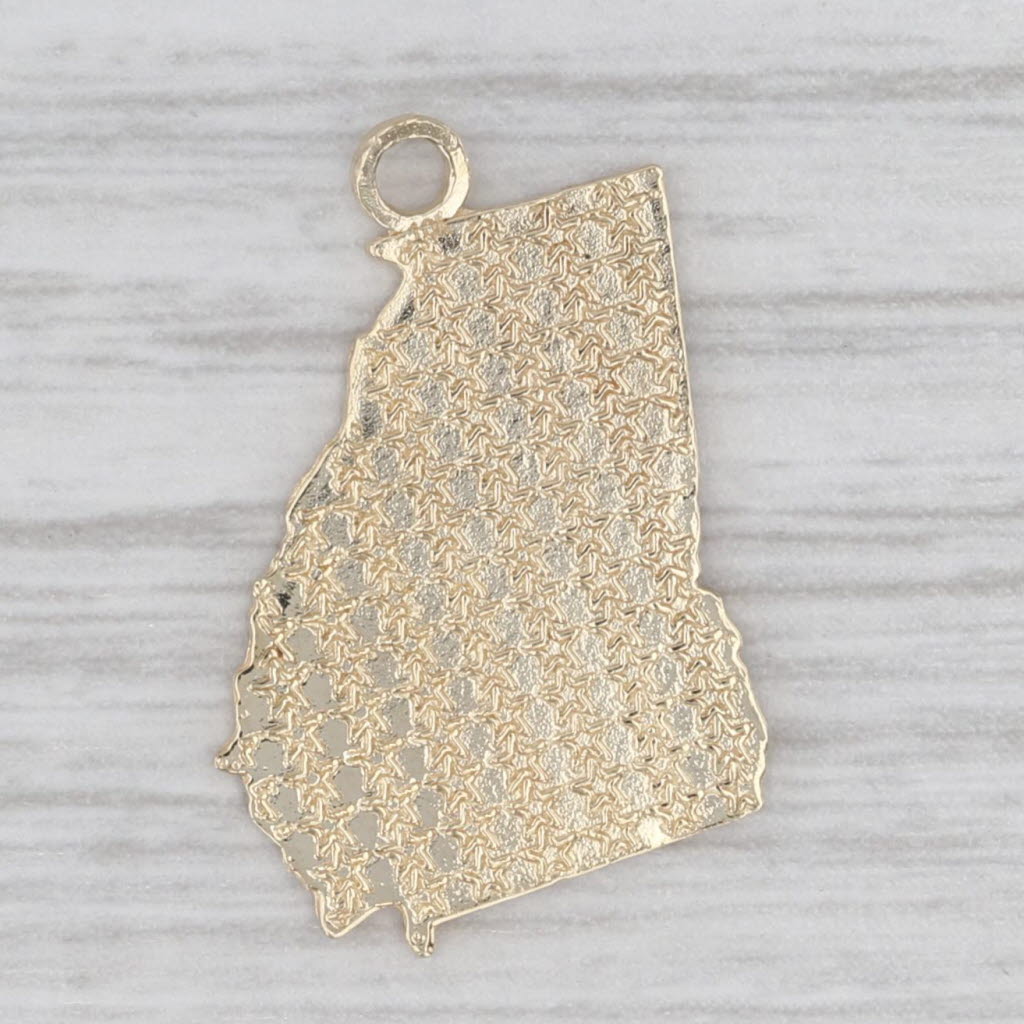 Light Gray Georgia State Souvenir Charm 10k Yellow Gold Pendant
