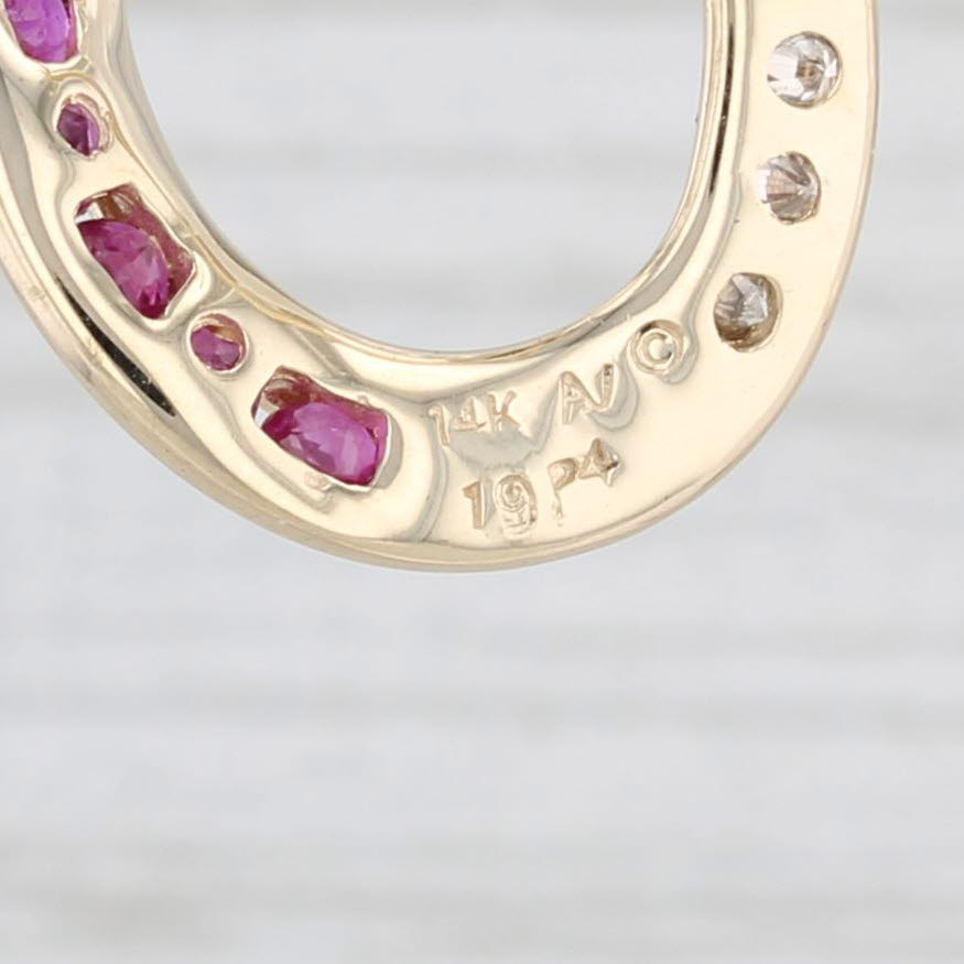 Light Gray 1.24ctw Ruby Diamond Hoop Earrings 14k Yellow Gold Snap Top Hoops