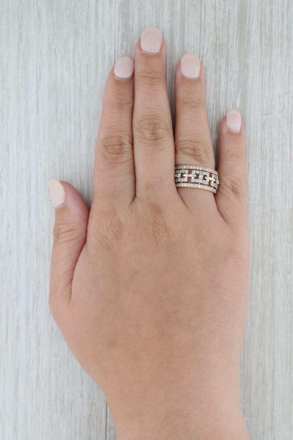 0.75ctw Diamond Chain Pattern Ring 10k Yellow Gold Size 7.75
