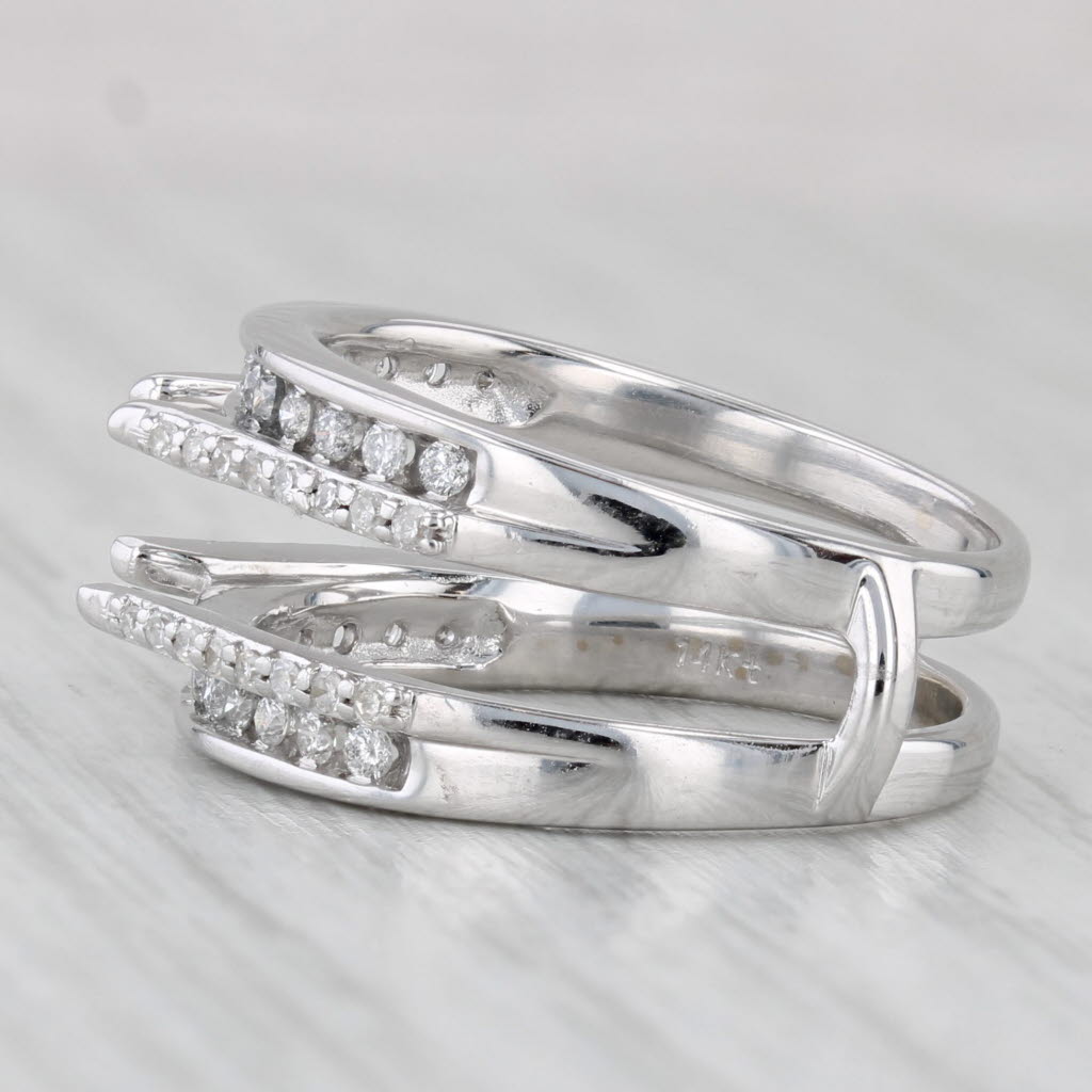 Light Gray 0.38ctw Diamond Enhancer Jacket Ring Guard 14k White Gold Size 6.75 Bridal