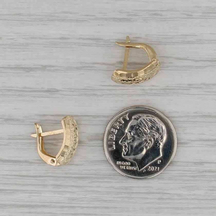 Small Textured Drop Earrings 18k Yellow Gold Snap Top Lever Backs