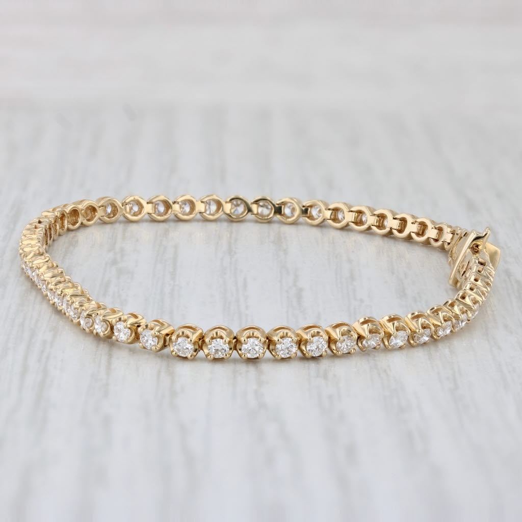 Light Gray New 1.82ctw Round Diamond Tennis Bracelet 14k Yellow Gold 6.75" 3mm