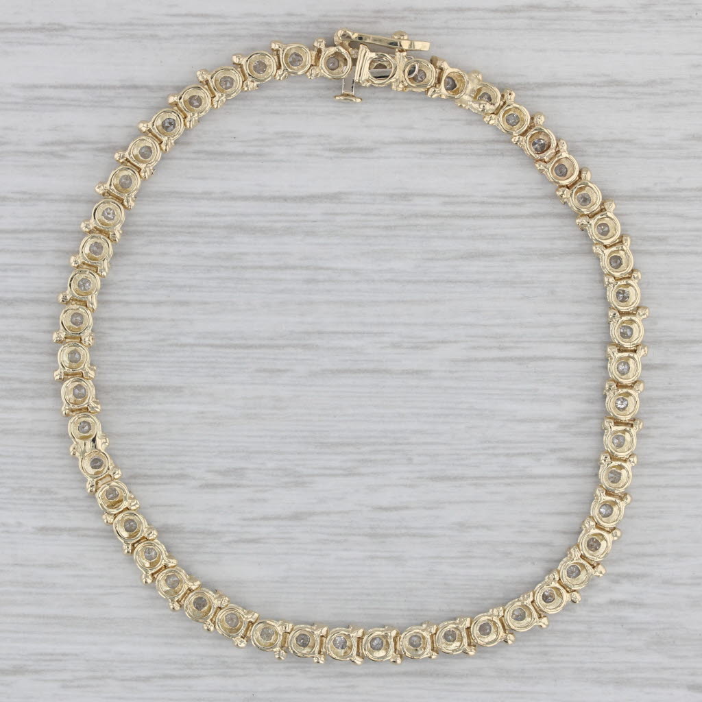 Gray 0.60ctw Diamond Tennis Bracelet 10k Yellow Gold 7.25" 4.3mm